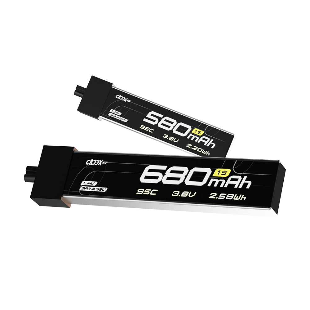CADDXFPV CURVE 580mAh & 680mAh 1S 3,8V 95C FPV Lipo Akku mit A30-Anschluss